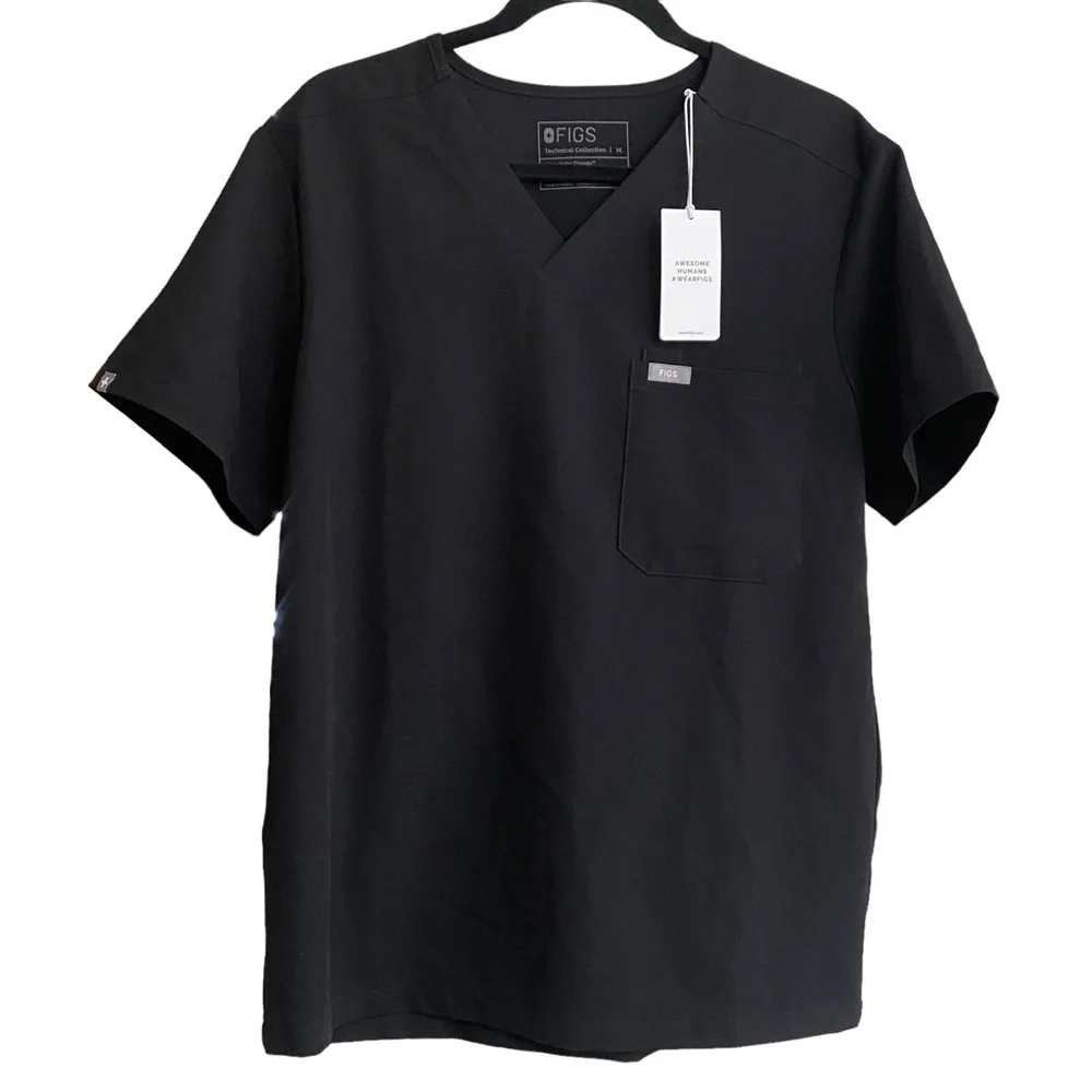 FIGS SCRUBS TOP MENS BLACK NWT MEDIUM - Picture 6 of 7